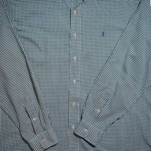 Ralph Lauren Golf Tilden Shirt Size L Green Check Long Sleeve Casual Button Down